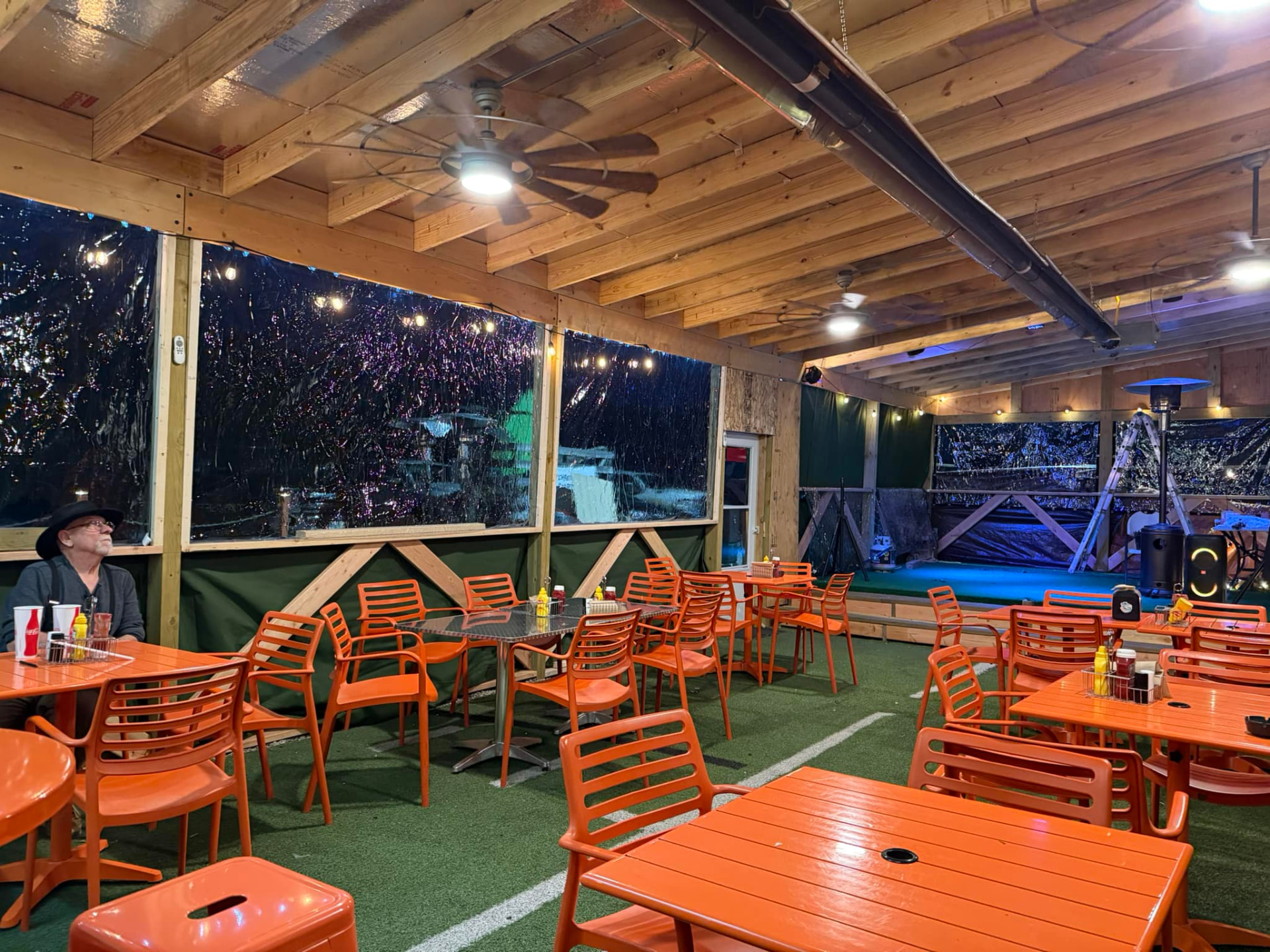 Live music on the indoor beer-garden stage